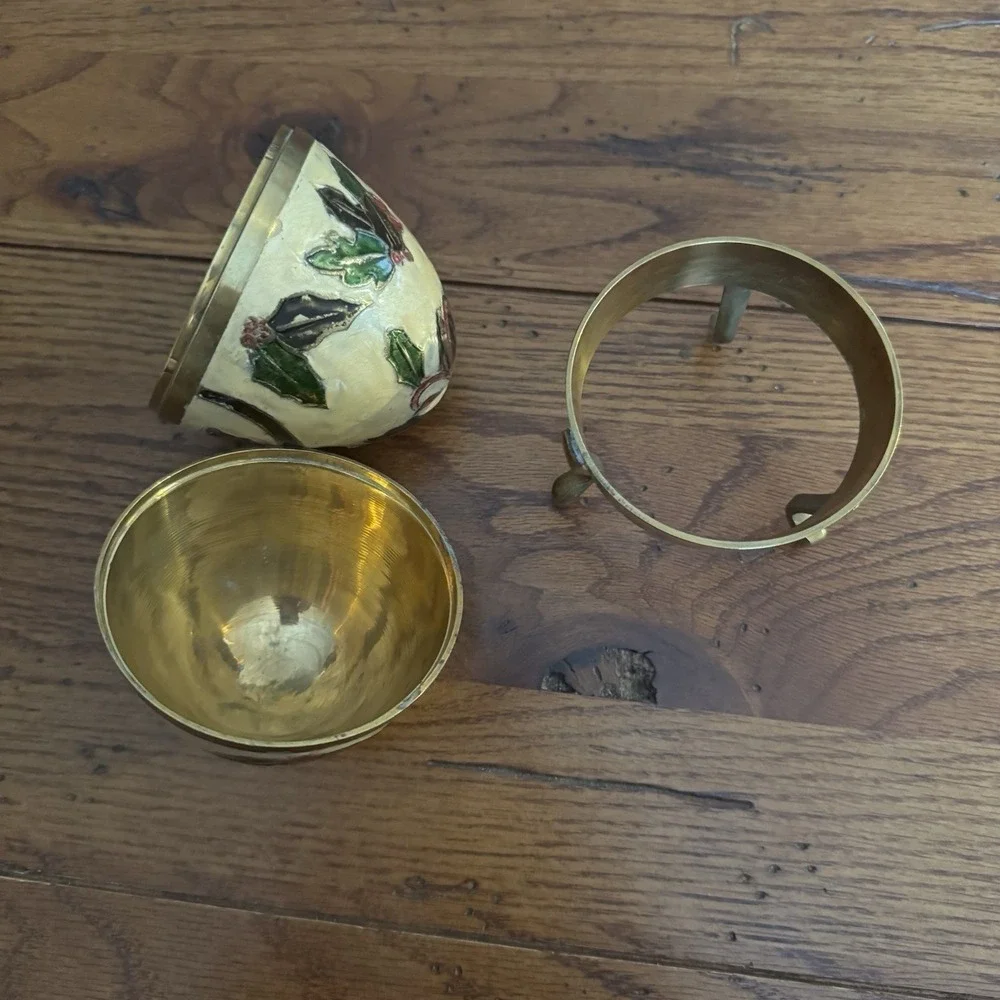 Vtg Floral Cloisonne‎ Enameled Brass 5